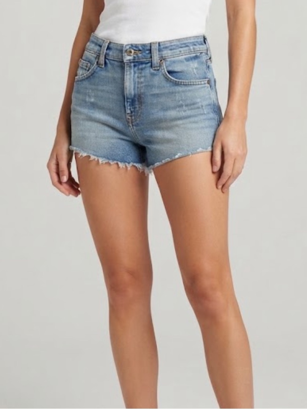 LF CARMAR Denim Shorts Distressed Raw Hem Cutoff Size 23